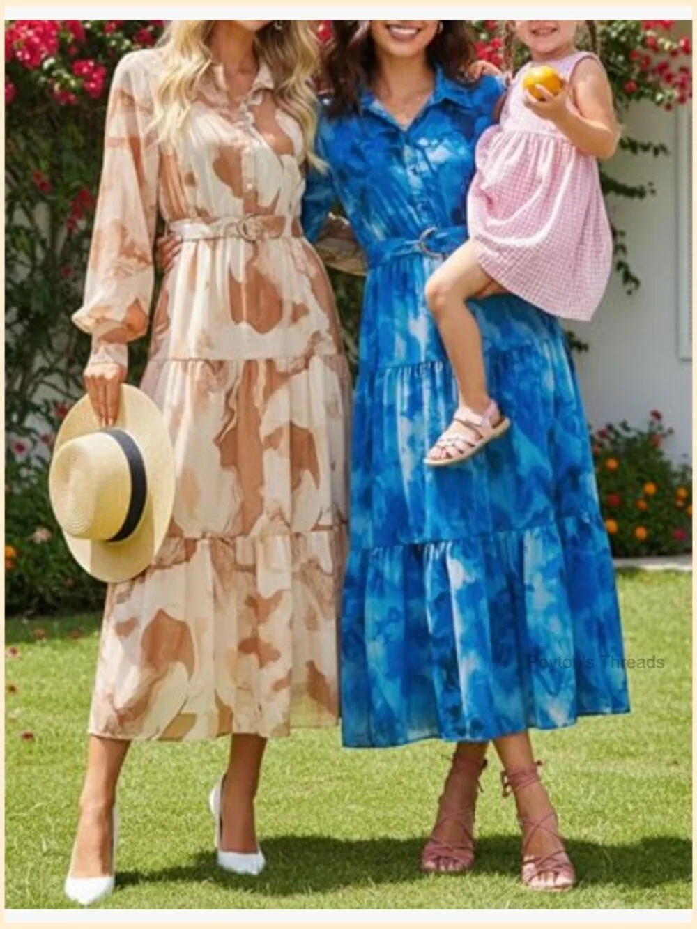 Floral Long Sleeve Maxi Dress with Belt - Picture 6 of 7